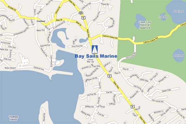Map of roads to Bay Sails Marine